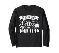 Je Cours sur Le café et Je Tricote, Tricot Amusant Manche Longue