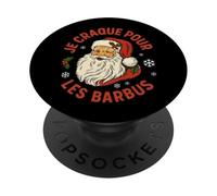 Je Craque pour Les Barbus, Père Noël Rétro Humoristique PopSockets PopGrip Adhésif