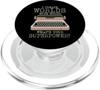 Je crée des Mondes avec des Mots, Un écrivain, Un auteur de Livres, Une Machine à écrire PopSockets PopGrip pour MagSafe