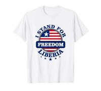 Je défends la fierté Patriotique du Liberia Flag Circle T-Shirt