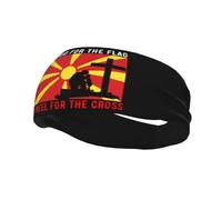 Je défends le drapeau de la Macédoine du Nord et je m'agenouille pour la croix. Bandeau de sport antidérapant pour hommes et femmes, idéal pour la gym, le basket-ball, le yoga.