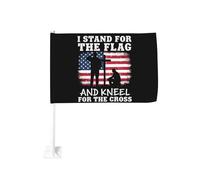 Je défends le drapeau et je m'agenouille devant la croix. Clip de fenêtre pour drapeau de voiture, protection solaire, décoration, bannière double face 30 x 45 cm pour camion.