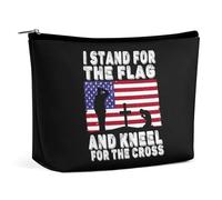 Je défends Le Drapeau, Je m'agenouille pour la Croix, Trousse de Maquillage Portable de Voyage, Trousse de Toilette de Grande capacité, Sacs de Rangement pour Femmes-3