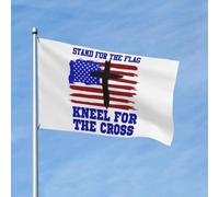 Je défends notre drapeau, je m'agenouille devant la croix. Bannière 90 x 150 cm, bannière double face de bienvenue pour jardin, décoration murale pour chambre d'étudiant.