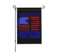 Je défends notre drapeau, je m'agenouille devant la croix. Drapeau de jardin vertical double face 30 x 45 cm, décoration murale ou de chambre. Bannière de bienvenue.