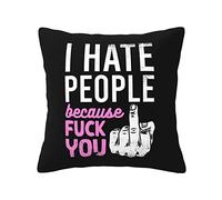 Je Déteste Les Gens, Va Te Faire Foutre Taie d'oreiller Prime Coussin en Housse Rétro Canapé Housses 45X45Cm Couvre-Oreillers pour Jardin Voiture Bureau