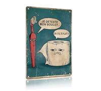 „Je Déteste Mon Boulot... OH, S’il Te Plaît !!!“ Panneaux Drôles pour Salle de Bain, Plaques Métalliques Vintage pour Décoration Murale Toilettes WC Cadeau, 20 x 30 cm (25112)