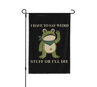Je dois dire des trucs bizarres ou je meurs - Drapeau de jardin 30 x 45 cm - Grenouille - Panneau de jardin - Drapeau de maison - Sans support - Double face