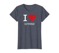 Je Donne du cœur, J'aime Ceux Qui donnent T-Shirt, Femme, Bleu Chiné, M