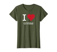 Je Donne du cœur, J'aime Ceux Qui donnent T-Shirt, Femme, Olive, XL