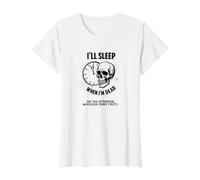 Je dormirai Quand Je Serai Mort ou This Afternoon Funny Skull T-Shirt, Femme, Blanc, L