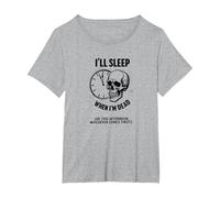 Je dormirai Quand Je Serai Mort ou This Afternoon Funny Skull T-Shirt, Femme Grandes Tailles, Gris Chiné, 5X