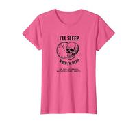 Je dormirai Quand Je Serai Mort ou This Afternoon Funny Skull T-Shirt, Femme, Rose chiné, XXL