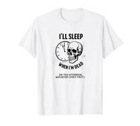 Je dormirai Quand Je Serai Mort ou This Afternoon Funny Skull T-Shirt, Homme, Blanc, M