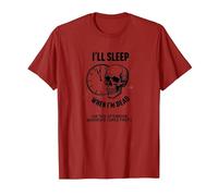 Je dormirai Quand Je Serai Mort ou This Afternoon Funny Skull T-Shirt, Homme, Canneberge, S
