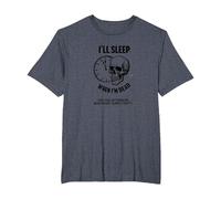 Je dormirai Quand Je Serai Mort ou This Afternoon Funny Skull T-Shirt, Homme Grandes Tailles, Bleu Chiné, 5X Tall