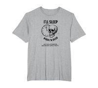 Je dormirai Quand Je Serai Mort ou This Afternoon Funny Skull T-Shirt, Homme Grandes Tailles, Gris Chiné, 4X Tall