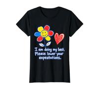 Je Fais de Mon Mieux, Veuillez réduire Vos attentes T-Shirt Graphique avec Valeur, Femme, Noir, S