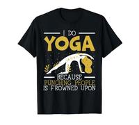 Je Fais du Yoga Parce Que Frapper Les Gens est Mal vu pour méditer T-Shirt Graphique avec Valeur, Homme, Noir, M