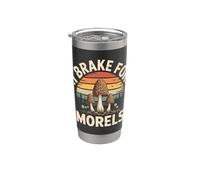 Je Freine Pour Les Morilles Cueilleur De Morilles Rétro Gobelet isotherme en acier inoxydable double paroi
