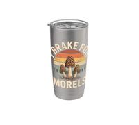 Je Freine Pour Les Morilles Cueilleur De Morilles Rétro Gobelet isotherme en acier inoxydable double paroi