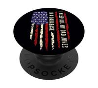 Je Garde Toutes Les blagues de Mon père dans Une Base paternelle Patriotique pour la fête des pères PopSockets PopGrip Adhésif