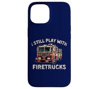 Je Joue Toujours avec Firetrucks Back The Red Firefighter Coque pour iPhone 15
