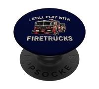 Je Joue Toujours avec Firetrucks Back The Red Firefighter PopSockets PopGrip Adhésif