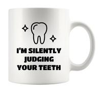 Je Juge Silencieusement Vos Dents Dentiste/Étudiant En Dentaire Tasse À Café Drôle Tasse Céramique Tasses 330Ml Pour Petit Déjeuner Lait Thé