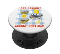 Je mange des sardines citron sardine Portugal Esthétique pêcheur PopSockets PopGrip Adhésif
