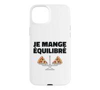 Je Mange Équilibré Humour Drôle Pizza Balance Alimentaire Coque pour iPhone 15 Plus