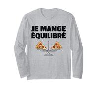 Je Mange Équilibré Humour Drôle Pizza Balance Alimentaire Manche Longue
