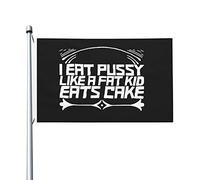 Je Mange La Chatte Comme Un Gros Enfant Mange Du Gâteau Flag Décoratif Drapeau De Jardin Avec Œillets Drapeaux Pour Maison Extérieur Porche 90X150Cm