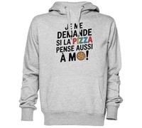 Je Me Demande Si La Pizza Pense Aussi À Moi Gris Sweat À Capuche Sweat-Shirt Jersey Unisexe Homme Femme Grey Unisex Hoodie