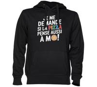 Je Me Demande Si La Pizza Pense Aussi À Moi Noir Sweat À Capuche Sweat-Shirt Jersey Unisexe Homme Femme Black Unisex Hoodie