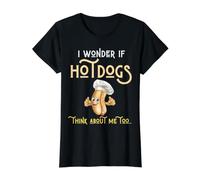 Je me Demande si Les Hotdogs pensent à Moi trop drôle T-Shirt Graphique avec Valeur