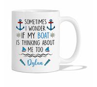 Je Me Demande Si Mon Bateau Pense À Moi Aussi. Tasse À Café Drôle Tasse À Thé Céramique Mug Idée Cadeau Pour Collègue Noël Bureau 330 Ml