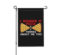 Je Me Demande Si Pizza Pense À Moi Aussi Drapeaux De Jardin Avec Œillets Bannière Double Face Drapeaux Pour Intérieure Événement Toutes Les Saisons 30X45cm