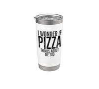 Je me demande si Pizza pense que je suis un amateur de cuisine trop drôle Gobelet isotherme en acier inoxydable double paroi