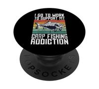 Je me rends au Travail pour Soutenir ma dépendance à la pêche à la Carpe PopSockets PopGrip Adhésif