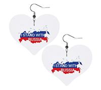 Je me tiens avec la russie boucles d'oreilles en cuir pour les femmes balancent boucle d'oreille goutte coeur pendentif avec crochet cadeaux pour fille adulte