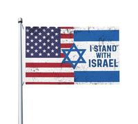 Je me tiens avec le drapeau d'Israël 3x5 drapeaux esthétiques extérieurs bannière extérieure pour la chambre des filles 3x5 pieds, je me tiens avec la tapisserie d'Israël pour la salle de classe