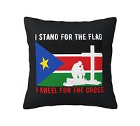 Je Me Tiens Debout pour Le Drapeau du Soudan du Sud Et Je M'Agenouille Devant La Croix. Taie Oreiller Confortable Taie d'oreiller Luxe Housse De Coussin pour Chambre Canape Lit 45X45Cm