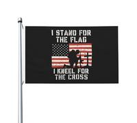 Je me tiens debout pour le drapeau, je m'agenouille devant la croix. Drapeau de jardin extérieur 90 x 150 cm avec œillets.