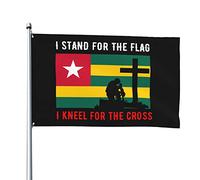 Je Me Tiens Debout Pour Le Togo Et Je M'Agenouille Devant La Croix Bannière Colorée Drapeau De Jardin Drôle Drapeaux De Jardin Décoration Pour Patio Pelouse Porche 90X152Cm