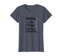 Je médite, Je Fais du Yoga, J'Ai Toujours Envie de gifler Les Gens T-Shirt, Femme, Bleu Chiné, S