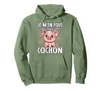 Je M'en Fous Je suis Un Cochon - Mignon Cochon Sweat à Capuche, Unisexe pour Adultes, Vert Sauge, XXL