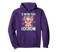 Je M'en Fous Je suis Un Cochon - Mignon Cochon Sweat à Capuche, Unisexe pour Adultes, Violet, XL