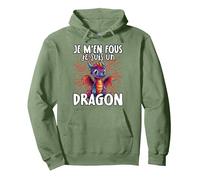 Je M'en Fous Je suis Un Dragon - Dragon Mignon Sweat à Capuche, Unisexe pour Adultes, Vert Sauge, M