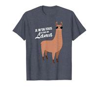 Je M'en Fous Je suis Un Lama - Slogan Drôle T-Shirt, Homme, Bleu Chiné, M